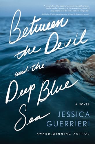Book cover: woman floating in blue water, title “Between the Devil and the Deep Blue Sea”.