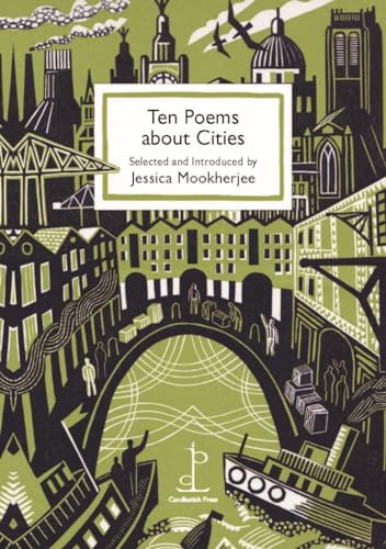Book cover: "Ten Poems about Cities" with illustrated cityscape.