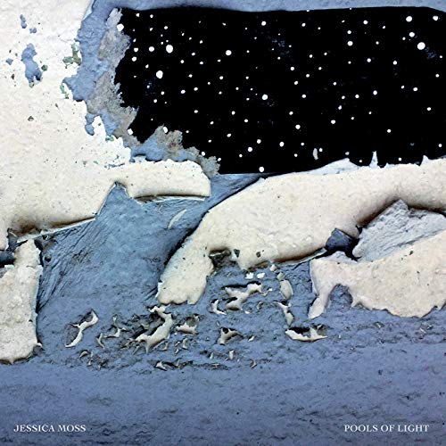Album cover with a starry night sky peeking through peeling white paint.