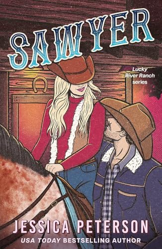 A blonde woman and a man in cowboy hats stand with a horse.