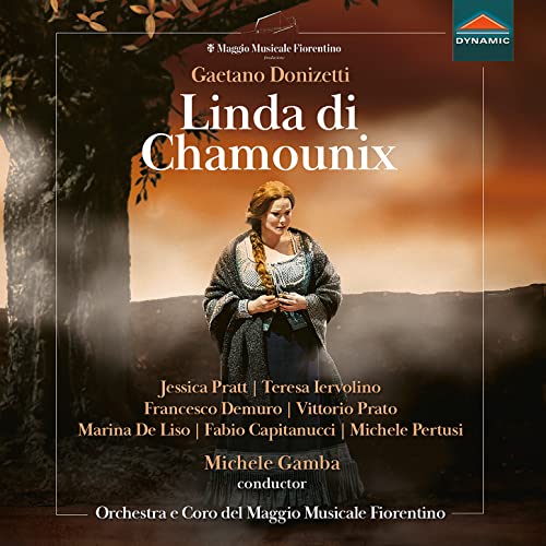 CD cover for Donizetti's "Linda di Chamounix" featuring Jessica Pratt.