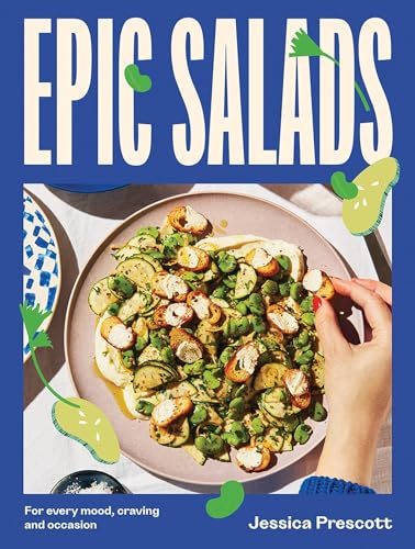 Book cover for Epic Salads featuring a plate of salad with hand reaching in.