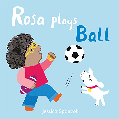 Book cover: girl with curly hair, a dog, and a soccer ball.