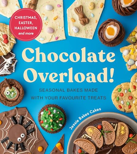 Book cover featuring colourful chocolate treats and seasonal baking designs.