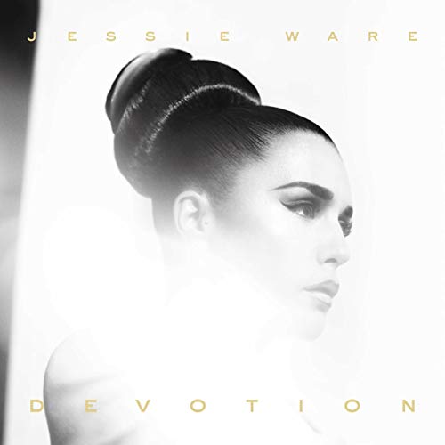 Black and white portrait of Jessie Ware with album title "Devotion".
