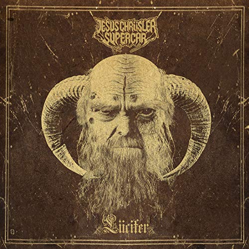 Vintage-style album cover featuring a horned, bearded face with the title "Lücifer".