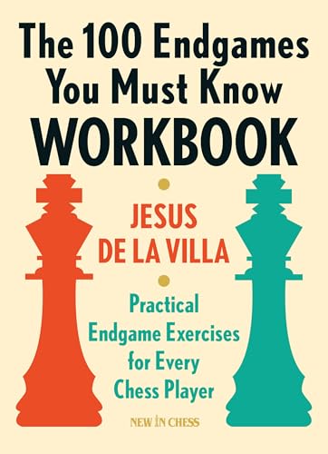 The cover of a chess workbook with two large chess pieces and text.