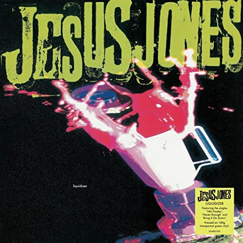 Album cover for Jesus Jones’ “Liquidizer” featuring a blender and red splash.