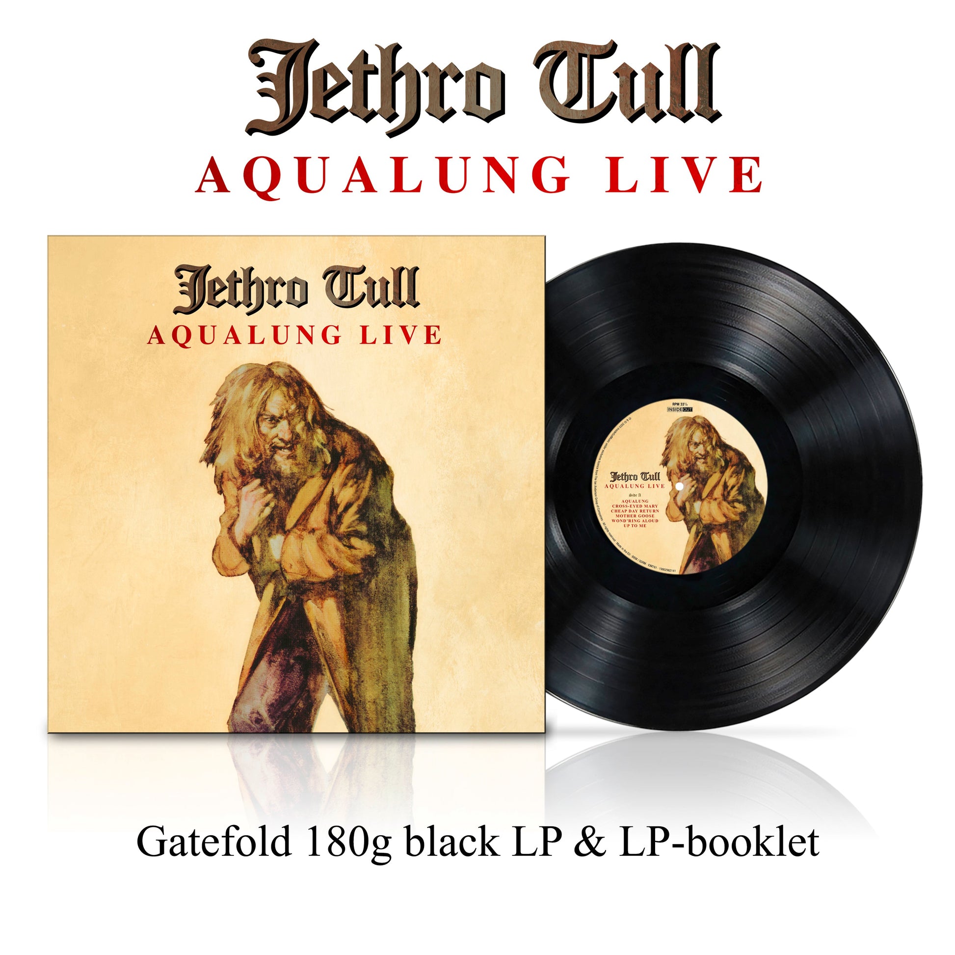 Jethro Tull “Aqualung Live” vinyl record and gatefold cover art.