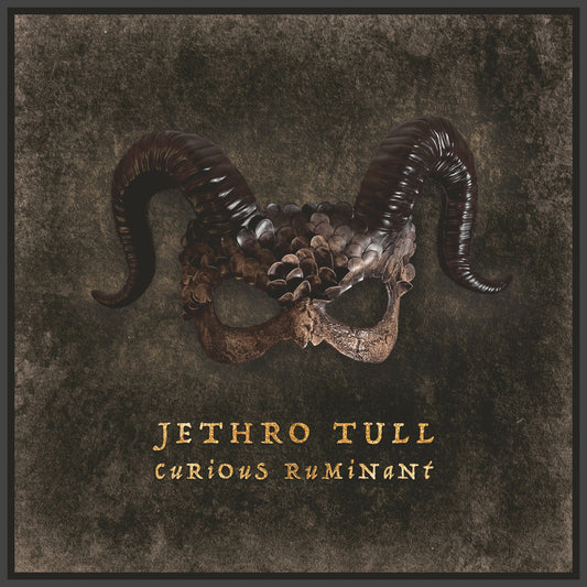 CD cover featuring a horned, pinecone-covered mask against a textured background.
