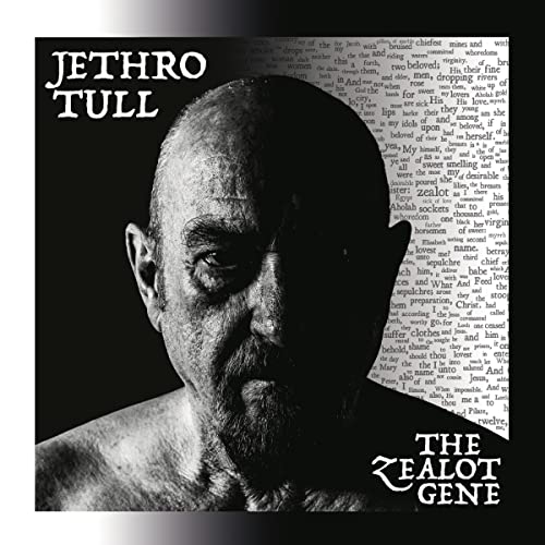 Jethro Tull album cover: black and white portrait with text overlay.