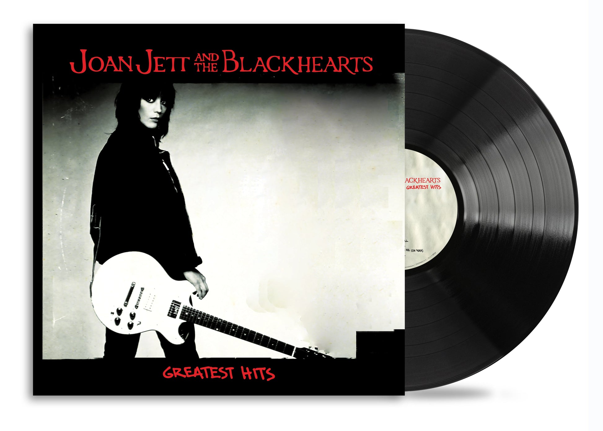 Joan Jett album cover on a black vinyl record.