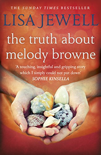"The Truth About Melody Browne" book cover with seashells on a wooden background.