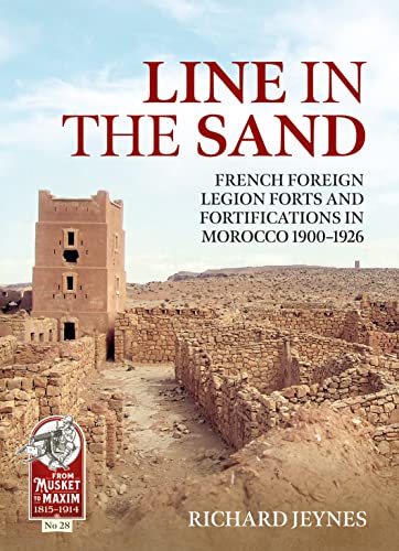 Book cover: Moroccan fort ruins with title "Line in the Sand".
