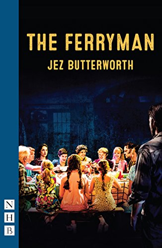 Play script cover for “The Ferryman” with a family gathered around a table.