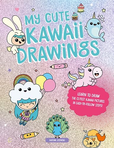 Book cover featuring cute kawaii illustrations of a girl, unicorn, narwhal, and animals.