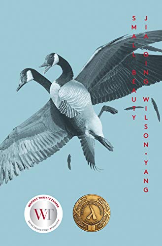 Book cover featuring two geese on a light blue background with two award seals.