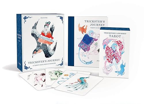 Tarot deck and guidebook with watercolor-style illustrations of mythical figures.