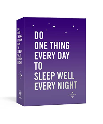 Purple journal with white text: "Do One Thing Every Day to Sleep Well.