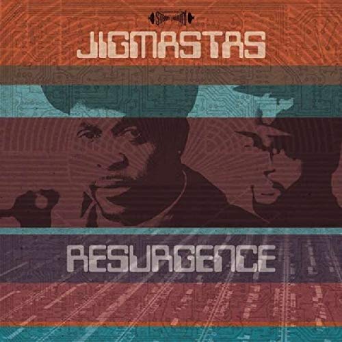"Album cover with 'Jigmastas' and 'Resurgence' text, featuring a man's portrait in layered design."