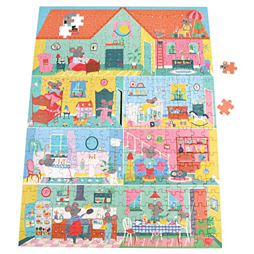 300-piece jigsaw puzzle depicting a colorful house filled with mice.
