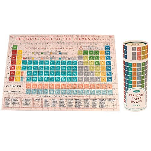300-piece jigsaw puzzle depicting a colorful periodic table of elements in a tube.