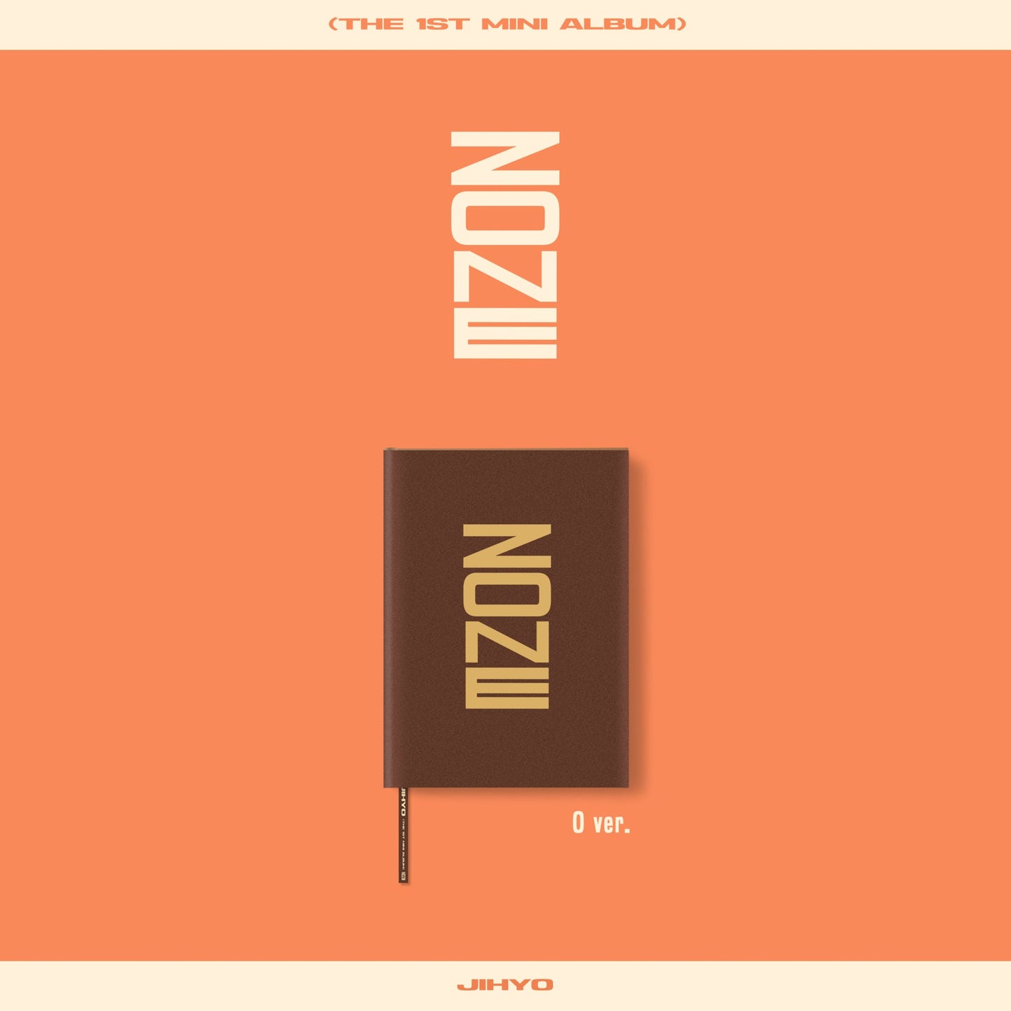 JIHYO’s “ZONE” CD album cover, brown with vertical gold text.