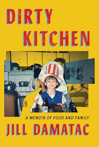 Yellow book cover with a photo of a child in a kitchen.