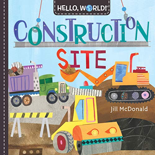 Book cover: "Hello, World! Construction Site" with colorful construction vehicles.