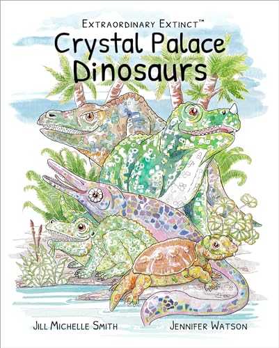 Book cover depicting colorful, illustrated Crystal Palace dinosaurs in a jungle.