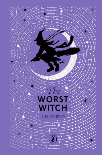 Book cover for The Worst Witch showing a silhouette of a witch flying a broomstick.