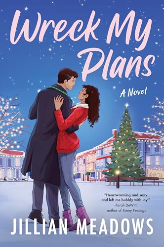 Book cover: couple embracing in a snowy town square with a Christmas tree.