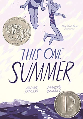 Book cover: two girls jumping against a hazy pink and blue sky.