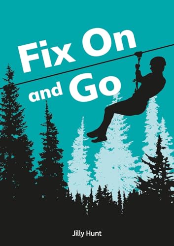 Book cover: silhouette of a person ziplining through a forest.