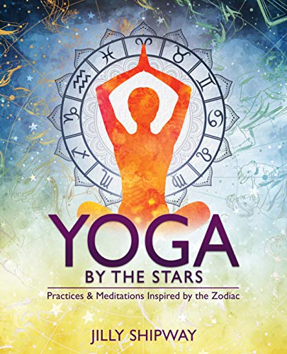 Book cover with silhouette of person in lotus pose and zodiac symbols.