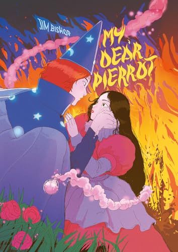 Book cover: Pierrot and a woman face each other, flames behind.