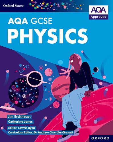 Physics textbook cover with illustration of a person and space elements.