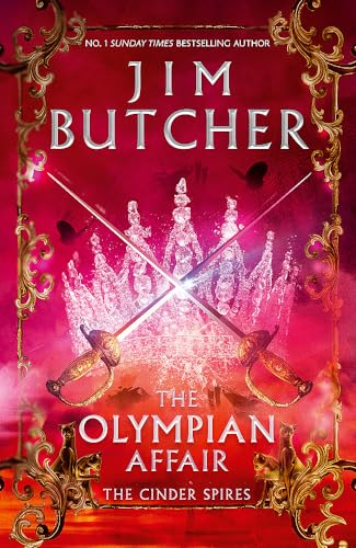 Book cover: red background, crossed swords, and a crystalline crown.
