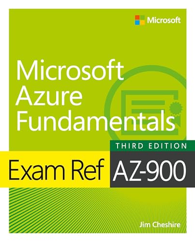 Green book cover with "Microsoft Azure Fundamentals" and "Exam Ref AZ-900".