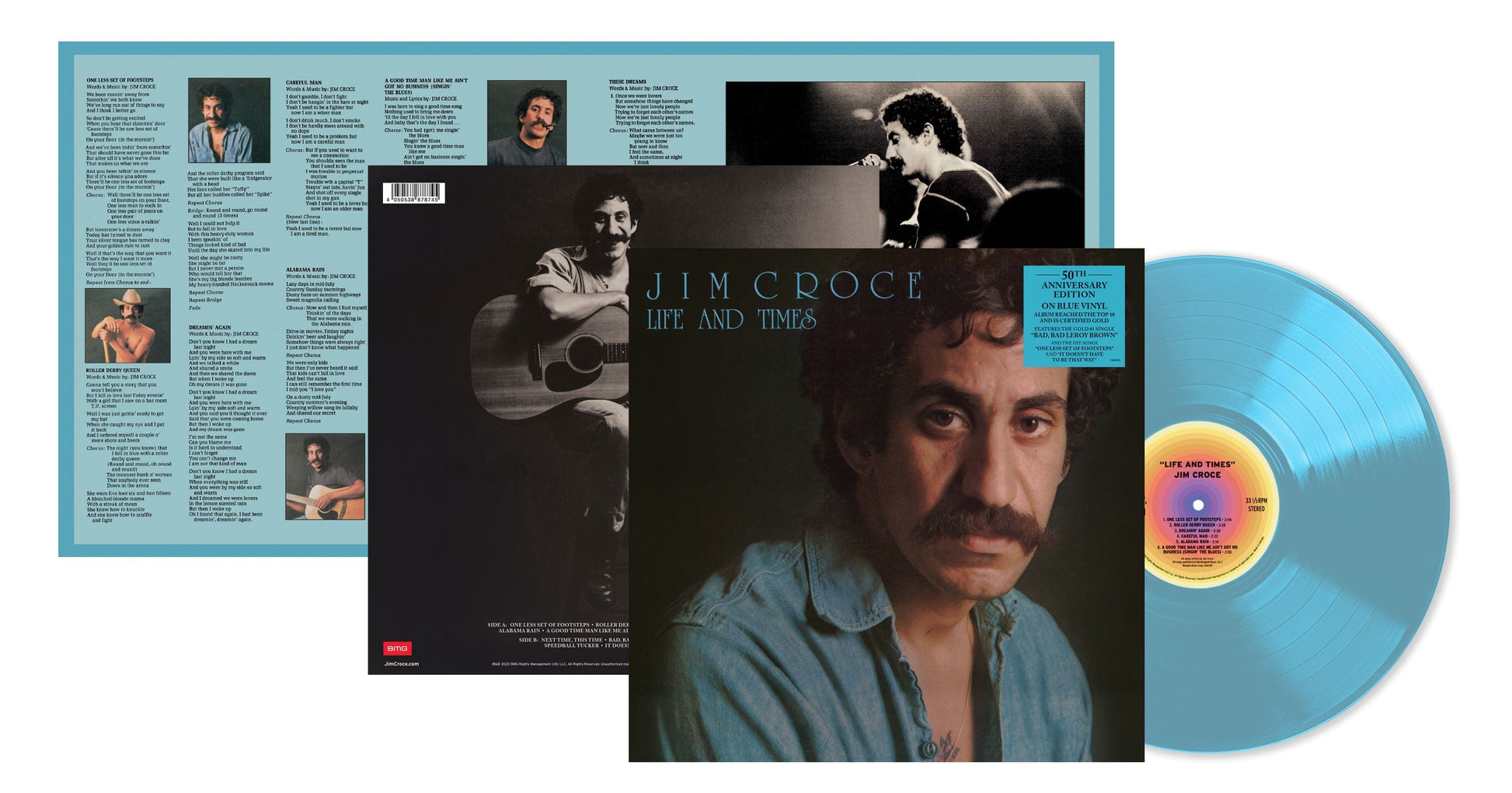 Jim Croce “Life + Times” 50th Anniversary vinyl record packaging.