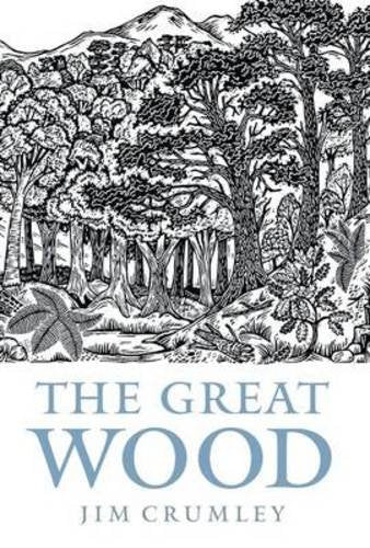 Detailed black and white illustration of a dense forest with book title.