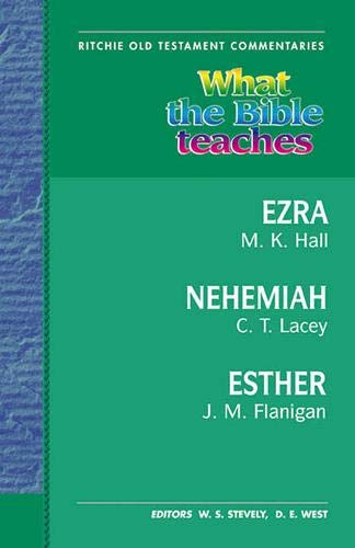 Green book cover with white text listing "Ezra, Nehemiah, Esther" and authors.