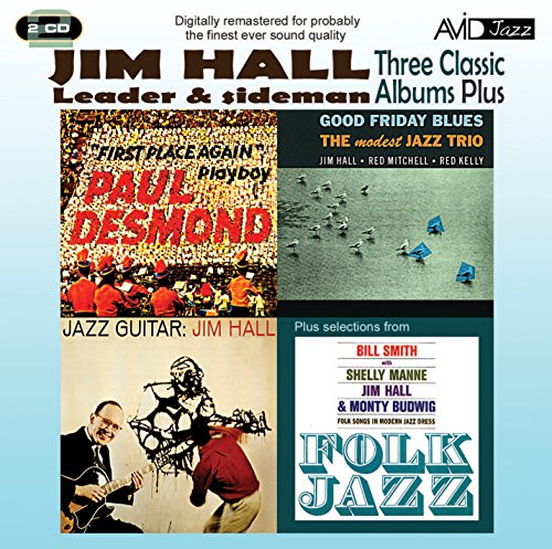 "CD cover with four jazz album images and 'Jim Hall' in large text."
