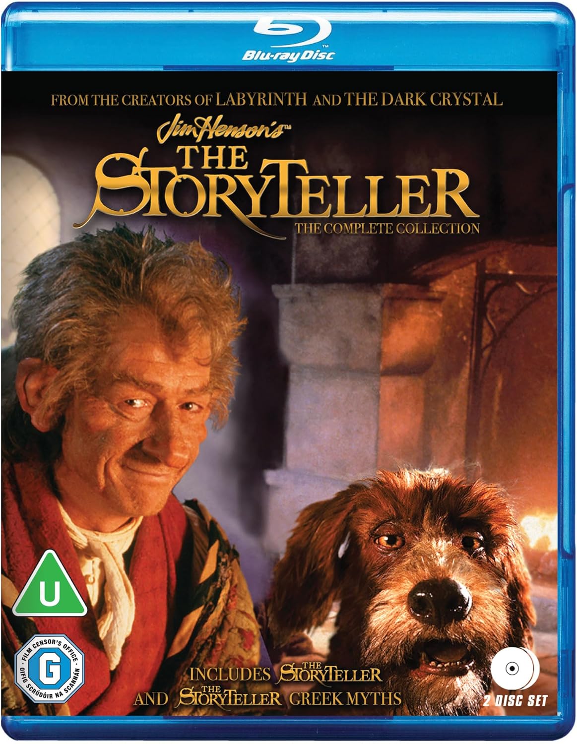 Blu-ray cover for "Jim Henson's The Storyteller" featuring a man and dog.