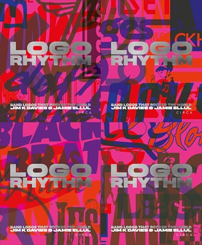 Book cover: "Logo Rhythm" with bold text and colorful, chaotic graphics.