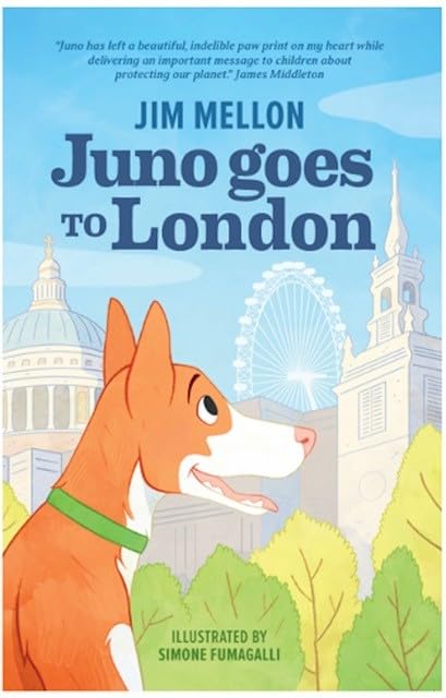 Book cover: orange dog with London landmarks in the background.