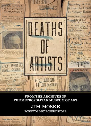 Book cover: "Deaths of Artists" with newspaper clipping background.