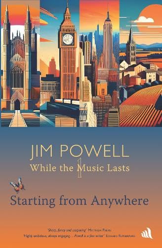 Book cover with illustrated cityscapes and the title "Starting from Anywhere".