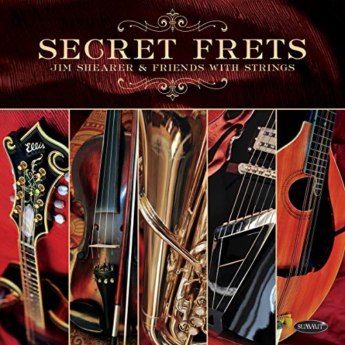 CD cover for “Secret Frets” featuring close-ups of stringed instruments.
