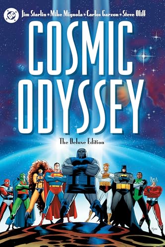 Cover of “Cosmic Odyssey: The Deluxe Edition” featuring DC superheroes.